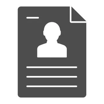 Personal document solid icon. Identification paper vector illustration isolated Illustrazione stock