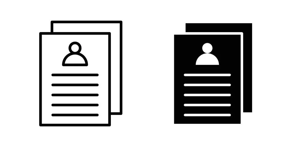 Personal documents icon vector concepts, line and silhouette style Stock Illustration