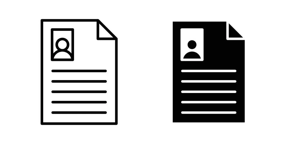 Personal documents icon vectors. Illustrations in black Stock Illustration