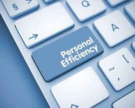 Personal Efficiency - Message on  Keyboard Key. 3D. Illustrazione stock