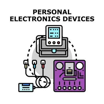 Personal electronics devices connecting digital technology infrastructure Stock Illustration