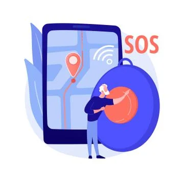 Personal emergency button abstract concept vector illustration. 스톡 일러스트