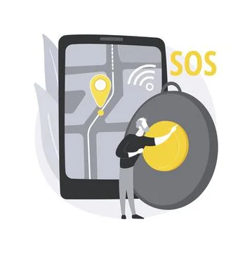 Personal emergency button abstract concept vector illustration. Illustrazione stock