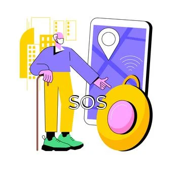 Personal emergency button abstract concept vector illustration. Illustrazione stock