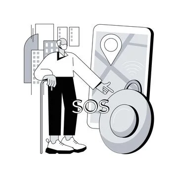 Personal emergency button abstract concept vector illustration. Stock Illustration