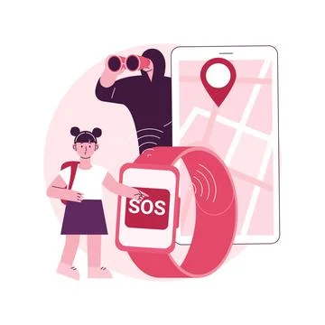 Personal emergency button abstract concept vector illustration. Stock Illustration