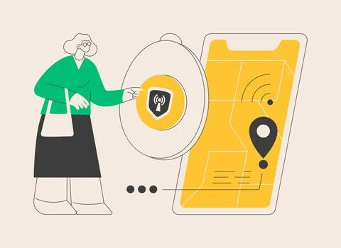 Personal emergency button abstract concept vector illustration. Stock Illustration