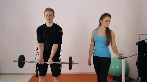 Personal ems training in the gym Stock Footage 70675227