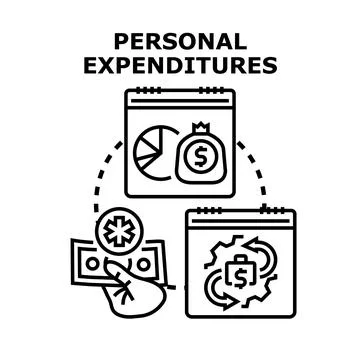 Personal expenditures analysis planning and management concept Stock Illustration
