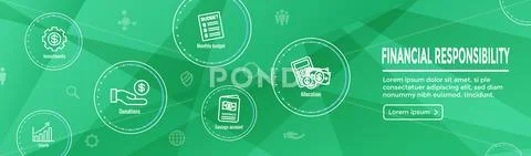 Personal Finance and Responsibility Icon Set and Web Header Banner Stock Illustration