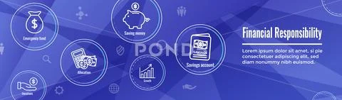 Personal Finance and Responsibility Icon Set and Web Header Banner Stock Illustration