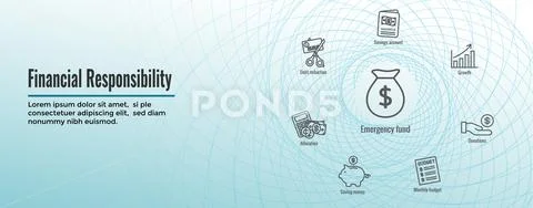 Personal Finance and Responsibility Icon Set and Web Header Banner Stock Illustration