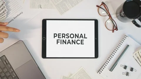 PERSONAL FINANCE DISPLAYING ON A TABLET SCREEN Stock Footage 308076470
