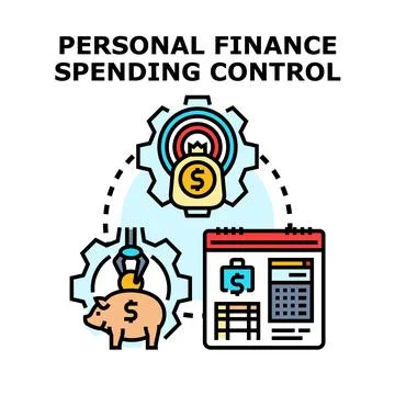 Personal finance spending control system managing budget Ilustración de archivo