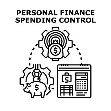 Personal finance spending control system managing budget Stock Illustration