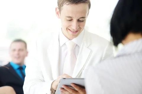 Personal financial advisor using tablet Stock Photos