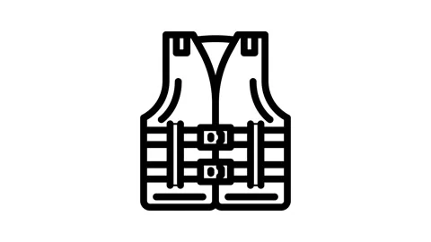 Personal flotation device pfd line icon animation Vídeo Stock 326749812