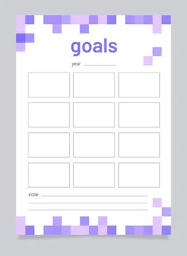 Personal goal setting worksheet design template Stock Illustration