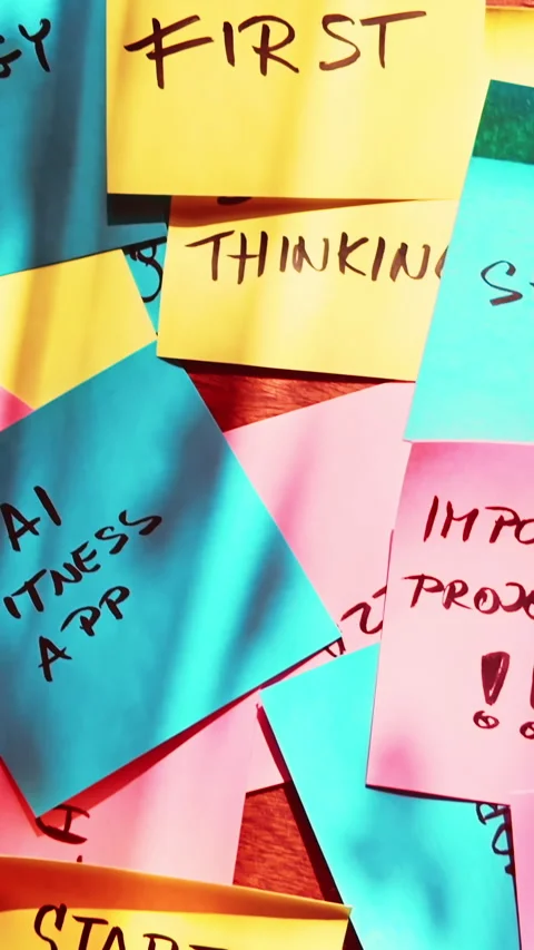 Personal Goals and Reminders Displayed on Sticky Note Motivation Board Stock Footage 337766512