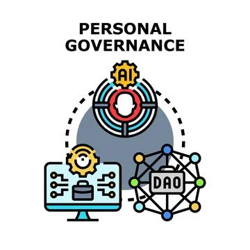 Personal governance concept combining ai, digital tools, and decentralized .. 스톡 일러스트