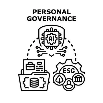 Personal governance connecting data, artificial intelligence, and esg Stock Illustration