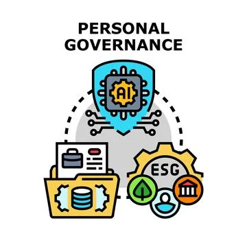 Personal governance connecting data, artificial intelligence, and esg Stock Illustration