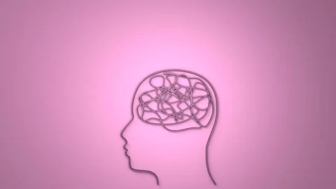Personal growth and development. A man head with a tangled ball of nerves Stock Footage 316198812