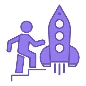 Personal Growth Color Icon. Vector Icon of a Man Walking on the Stairs to t.. Stock Illustration