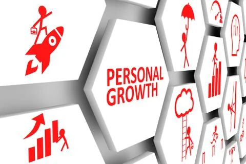 PERSONAL GROWTH concept cell background 3d illustration Stock Illustration