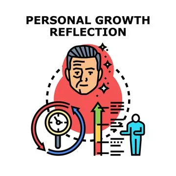 Personal growth reflection and self improvement development Stock Illustration