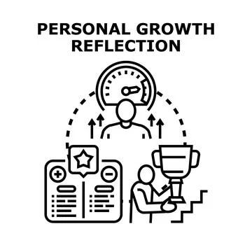 Personal growth reflection reaching success and development Stock Illustration