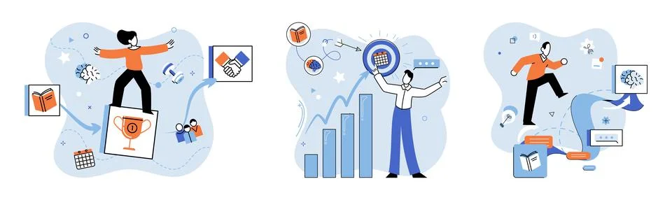 Personal growth. Self development and self growth go hand in hand in pursuit Stock Illustration