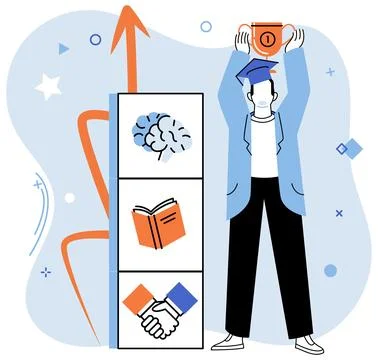 Personal growth. Training and learning new skills are essential for personal Illustrazione stock