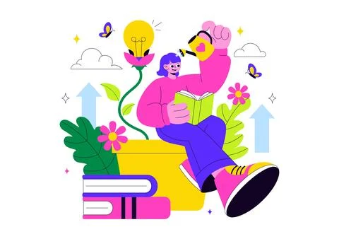 Personal Growth Vector Illustration Featuring Development Through Positive .. Stock Illustration