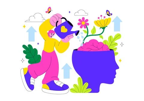 Personal Growth Vector Illustration Featuring Development Through Positive .. Stock Illustration