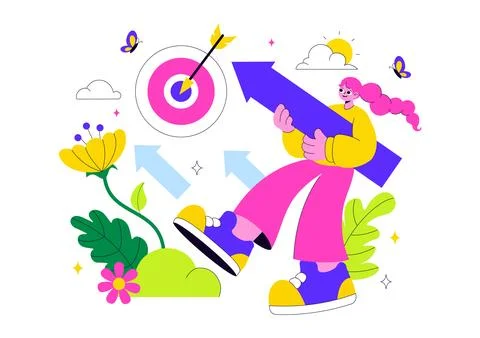 Personal Growth Vector Illustration Featuring Development Through Positive .. Stock Illustration