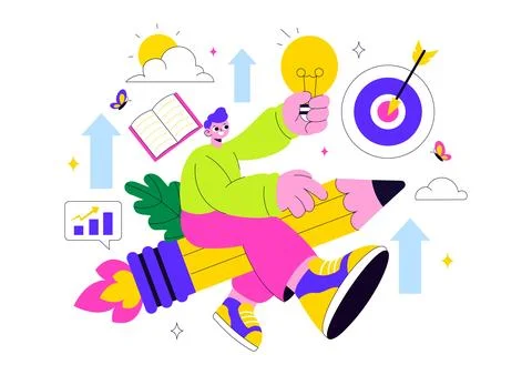 Personal Growth Vector Illustration Featuring Development Through Positive .. Stock Illustration