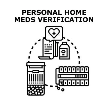 Personal home medication verification process controlling medical treatment Stock Illustration