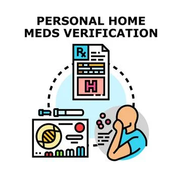 Personal home medication verification process illustration Stock Illustration