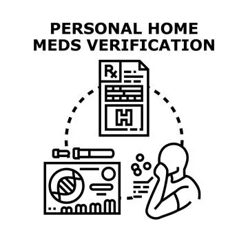 Personal home medication verification process illustration Stock Illustration