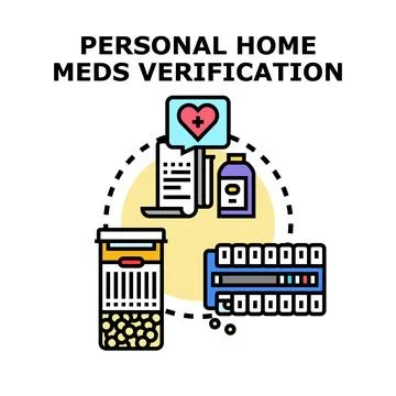 Personal home medication verification process controlling medical treatment Stock Illustration