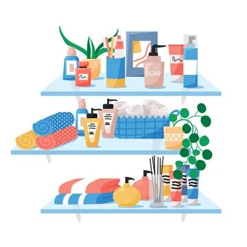 Personal hygiene composition, bathroom accessories, dental clean toothbrush a Stock Illustration