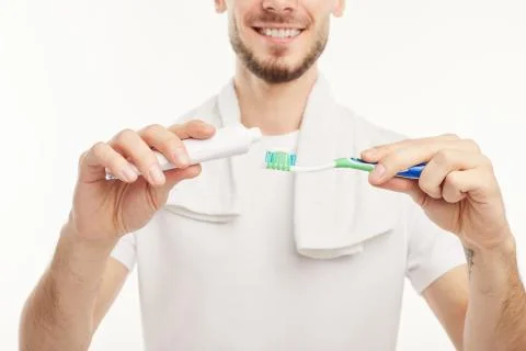 Personal hygiene objects and examples of their usage. Foto stock