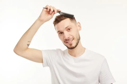 Personal hygiene objects and examples of their usage. Stock Photos