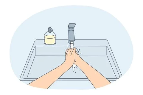 Personal hygiene, washing hands, protection from virus concept Stock Illustration