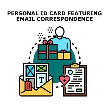 Personal identification card and email correspondence concept Stock Illustration