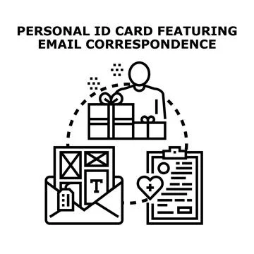Personal identification card and email correspondence concept Stock Illustration