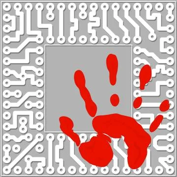 Personal identification by handprints. computer technology concept - vector Stock Illustration