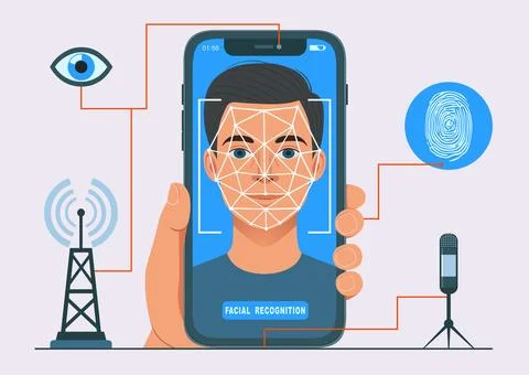 Personal identification using face scanning Illustrazione stock
