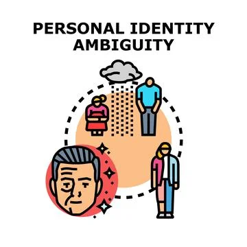 Personal identity ambiguity concept recognizing self differentiation Stock Illustration